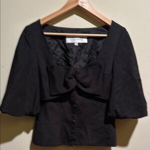 Trina Turk silk linen puff sleeve top